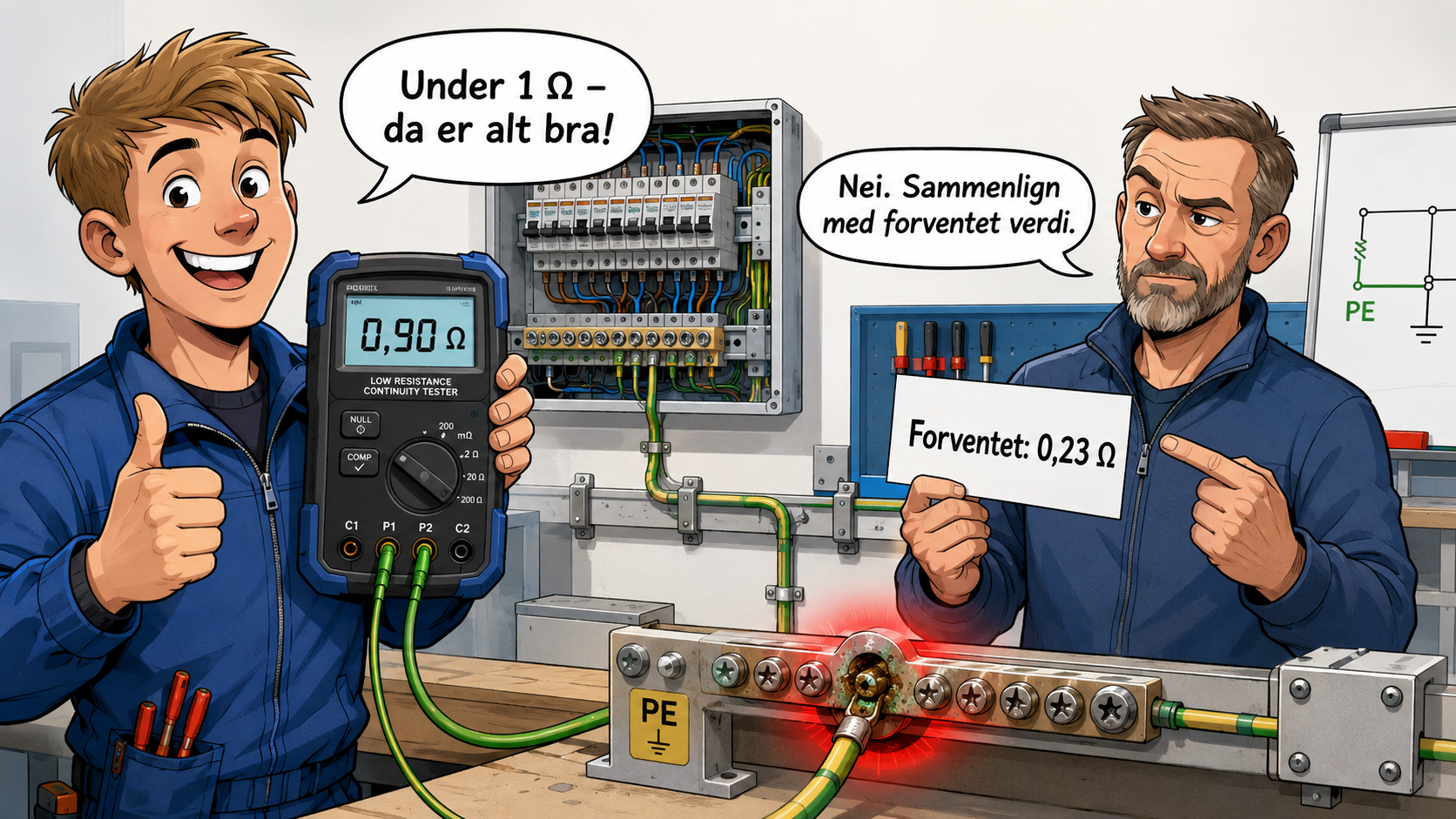 «Alt under 1 ohm er bra» – og andre snarveier i sluttkontrollen